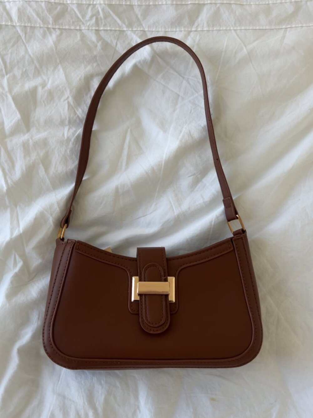 Classic Brown Baguette Shoulder Purse - Picture 1 of 2